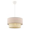 Elegant Chandelier with Metal Body, Cream & Beige Cotton Cap (30x30 cm, 20 cm Height) | CE Certified, E27 Socket, Total Height 65 cm | Stylish Lighting for Home Decor