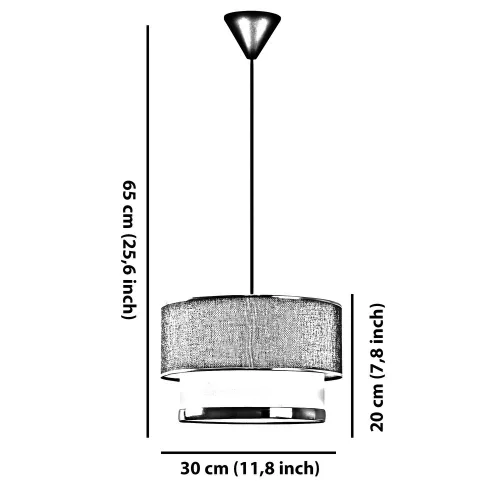 Opviq, 390FLH2504, Elegant metal chandelier with cotton cap, cream and black, height 65 cm | CE certified E27 socket, perfect for modern living spaces and dining rooms