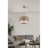 Elegant Metal Chandelier with Adjustable Cable, Beige & Cream Cotton Cap (30x30 cm, 20 cm Height) | CE Certified, E27 Socket, Max 40W | Stylish Lighting for Home Decor