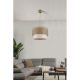 Elegant Metal Chandelier with Adjustable Cable, Beige & Cream Cotton Cap (30x30 cm, 20 cm Height) | CE Certified, E27 Socket, Max 40W | Stylish Lighting for Home Decor