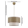 Elegant Metal Chandelier with Adjustable Cable, Beige & Cream Cotton Cap (30x30 cm, 20 cm Height) | CE Certified, E27 Socket, Max 40W | Stylish Lighting for Home Decor