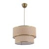 Elegant Ecru & Brown Chandelier, Metal Body, Adjustable 70 cm Height, 30x30 cm Cotton Cap, E27 Socket Max 40W | CE Certified | Perfect for Modern Spaces