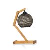 Handmade Rustic Table Lamp, Pine Wood Body & Jute Chandelier, 50 cm Height, Ecru/Brown/Black, Adjustable Cable, CE Certified, Perfect for Scandinavian Decor