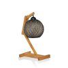 Handmade Rustic Table Lamp, Pine Wood Body & Jute Chandelier, 50 cm Height, Ecru/Brown/Black, Adjustable Cable, CE Certified, Perfect for Scandinavian Decor