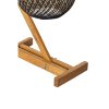 Handmade Rustic Table Lamp, Pine Wood Body & Jute Chandelier, 50 cm Height, Ecru/Brown/Black, Adjustable Cable, CE Certified, Perfect for Scandinavian Decor