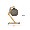Handmade Rustic Table Lamp, Pine Wood Body & Jute Chandelier, 50 cm Height, Ecru/Brown/Black, Adjustable Cable, CE Certified, Perfect for Scandinavian Decor