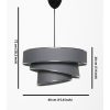 Scandinavian Chandelier with Cotton Cap, Anthracite & Silver, 72 cm Height | CE Certified, E27 Socket, Max 40W | Perfect for Country & Modern Decor