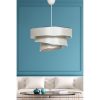 Elegant Chandelier with Cotton Cap (40x40 cm), Beige & Silver | 72 cm Height, CE Certified, E27 Max 40W | Perfect for Scandinavian & Country Decor