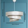 Elegant Chandelier with Cotton Cap (40x40 cm), Beige & Silver | 72 cm Height, CE Certified, E27 Max 40W | Perfect for Scandinavian & Country Decor