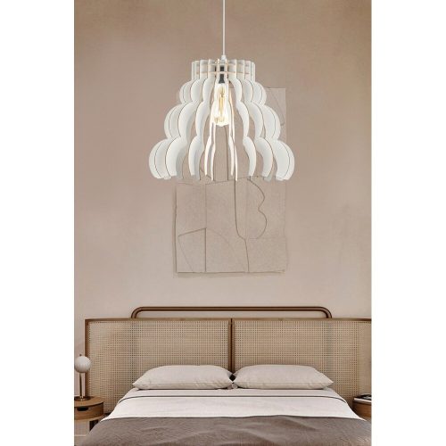 Elegant Cloudy Chandelier, White MDF Body, 31 cm Height, 37 cm Diameter, Adjustable Cable, E27 Socket, Max 40W | Perfect for Modern Home Décor