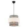 Stylish Metal Chandelier, Grey & White, 65 cm Height | CE Certified, E27 Socket (Max 60W) | Elegant Fabric Cap (30x30 cm) for Modern Spaces