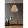 Elegant Metal Chandelier with Raffia Cap, 30x20 cm | Adjustable Height 70 cm | CE Certified, E27 Socket, Natural Color | Perfect for Modern Spaces
