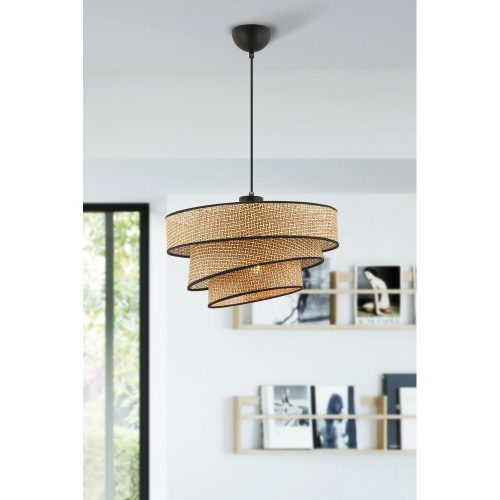 Opviq, 390FLH2415, Elegant Metal Chandelier with Cotton Cap, Beige & Black, 72 cm Height | CE Certified, E27 Socket, 40x40 cm Cap | Perfect for Modern Home Decor