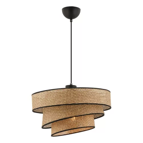 Opviq, 390FLH2415, Elegant metal chandelier with cotton cap, beige and black, height 72 cm | CE certified, E27 socket, 40x40 cm cap | Perfect for modern interior design