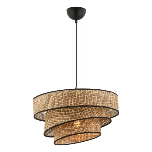 Opviq, 390FLH2415, Elegant metal chandelier with cotton cap, beige and black, height 72 cm | CE certified, E27 socket, 40x40 cm cap | Perfect for modern interior design