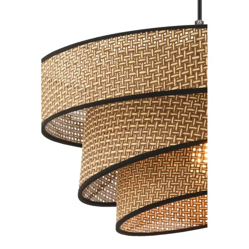 Opviq, 390FLH2415, Elegant metal chandelier with cotton cap, beige and black, height 72 cm | CE certified, E27 socket, 40x40 cm cap | Perfect for modern interior design