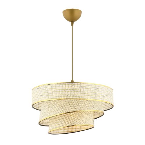 Opviq, 390FLH2420, Elegant cream and gold chandelier, metal body, 72 cm high, CE certified, E27 socket (max. 60 W), 40x40 cm cotton cap | Perfect for modern decoration