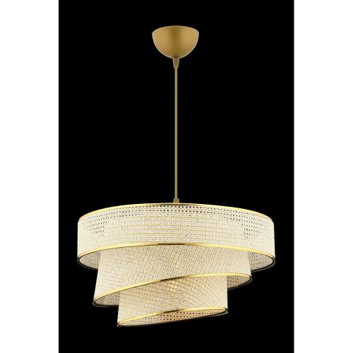 Opviq, 390FLH2420, Elegant cream and gold chandelier, metal body, 72 cm high, CE certified, E27 socket (max. 60 W), 40x40 cm cotton cap | Perfect for modern decoration