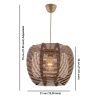 Opviq, 390FLH2274, Elegant Wooden Chandelier with Replica Bamboo Cap, 31x31 cm, Height 70 cm | CE Certified, Adjustable Cable, E27 Socket, Brown Finish | Perfect for Modern Decor