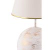 Elegant Table Lamp with Polyester Body, White & Gold, 42 cm Height | 25 cm Fabric Cap, On/Off Switch, E27 Socket, CE Certified | Perfect for Home Decor