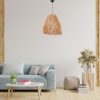 Rustic Metal Chandelier with Raffia Cap, 18 cm Length & 35 cm Diameter | Adjustable Cable, Total Height 98 cm | E27 Socket, Max 40W, Natural Colors