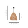 Rustic Metal Chandelier with Raffia Cap, 18 cm Length & 35 cm Diameter | Adjustable Cable, Total Height 98 cm | E27 Socket, Max 40W, Natural Colors