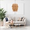 Rustic Chandelier with Raffia Cap, Metal Body, Adjustable Cable, 20 cm Length, 30 cm Diameter, E27 Socket, 115 cm Height | Perfect for Cabin & Lodge Decor