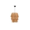 Rustic Chandelier with Raffia Cap, Metal Body, Adjustable Cable, 20 cm Length, 30 cm Diameter, E27 Socket, 115 cm Height | Perfect for Cabin & Lodge Decor