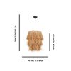 Rustic Chandelier with Raffia Cap, Metal Body, Adjustable Cable, 20 cm Length, 30 cm Diameter, E27 Socket, 115 cm Height | Perfect for Cabin & Lodge Decor
