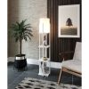 Elegant Floor Lamp, 135 cm Height, White & Natural Colors | Particle Board Body, MDF Profile, Fabric Cap (21x21 cm) | On/Off Switch, CE Certified, Scandinavian Design