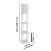 Elegant Floor Lamp, 135 cm Height, White & Natural Colors | Particle Board Body, MDF Profile, Fabric Cap (21x21 cm) | On/Off Switch, CE Certified, Scandinavian Design
