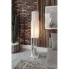 Elegant White Floor Lamp, 160 cm Height, Particle Board & MDF, Fabric Cap (21x21 cm) | On/Off Switch, CE Certified, Scandinavian Design, Bulb Not Included