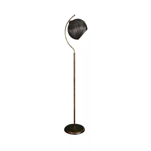 Opviq, 390FLH1142, Stylish floor lamp, black metal housing, with jute cap (30x30 cm), 165 cm high | On/Off switch, E27 socket, CE certification | Bohemian and industrial design