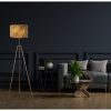 Stylish Floor Lamp with Metal Body, Adjustable Height 160 cm, Antique Finish, 20 cm Bamboo Cap, E27 Socket, Perfect for Modern Living Spaces