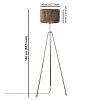 Stylish Floor Lamp with Metal Body, Adjustable Height 160 cm, Antique Finish, 20 cm Bamboo Cap, E27 Socket, Perfect for Modern Living Spaces