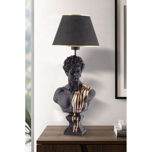 Elegant Black and Gold Table Lamp, 67 cm Height | Polyester Body, 25 cm Fabric Cap | E27 Socket, Max 40W | On/Off Switch | CE Certified, Stylish Lighting Solution