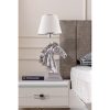 Elegant Table Lamp with Polyester Body, 60 cm Height, White & Silver, 25 cm Fabric Cap | On/Off Switch, E27 Socket, CE Certified | Perfect for Home & Office