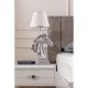 Elegant Table Lamp with Polyester Body, 60 cm Height, White & Silver, 25 cm Fabric Cap | On/Off Switch, E27 Socket, CE Certified | Perfect for Home & Office
