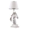 Elegant Table Lamp with Polyester Body, 60 cm Height, White & Silver, 25 cm Fabric Cap | On/Off Switch, E27 Socket, CE Certified | Perfect for Home & Office