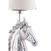 Elegant Table Lamp with Polyester Body, 60 cm Height, White & Silver, 25 cm Fabric Cap | On/Off Switch, E27 Socket, CE Certified | Perfect for Home & Office