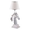 Elegant Table Lamp with Polyester Body, 60 cm Height, White & Silver, 25 cm Fabric Cap | On/Off Switch, E27 Socket, CE Certified | Perfect for Home & Office