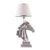 Elegant Table Lamp with Polyester Body, 60 cm Height, White & Silver, 25 cm Fabric Cap | On/Off Switch, E27 Socket, CE Certified | Perfect for Home & Office