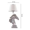 Elegant Table Lamp with Polyester Body, 60 cm Height, White & Silver, 25 cm Fabric Cap | On/Off Switch, E27 Socket, CE Certified | Perfect for Home & Office