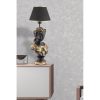 Elegant Black and Gold Table Lamp, 67 cm Height | Polyester Body, 25 cm Fabric Cap | E27 Socket, Max 40W | On/Off Switch | CE Certified, Stylish Lighting Solution
