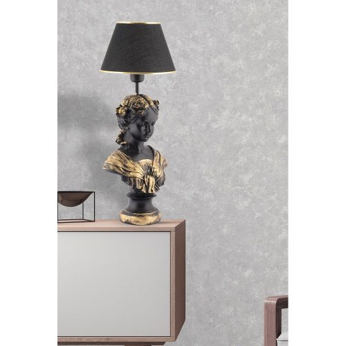 Elegant Black and Gold Table Lamp, 67 cm Height | Polyester Body, 25 cm Fabric Cap | E27 Socket, Max 40W | On/Off Switch | CE Certified, Stylish Lighting Solution