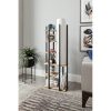 Elegant Floor Lamp with Particle Board Body, Black/White/Natural, 135 cm Height | Fabric Cap (21x21 cm) | On/Off Switch, CE Certified, E27 Socket