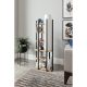 Elegant Floor Lamp with Particle Board Body, Black/White/Natural, 135 cm Height | Fabric Cap (21x21 cm) | On/Off Switch, CE Certified, E27 Socket