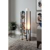 Elegant Floor Lamp with Particle Board Body, Black/White/Natural, 135 cm Height | Fabric Cap (21x21 cm) | On/Off Switch, CE Certified, E27 Socket