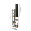 Stylish Floor Lamp with Particle Board Body, Black & Natural, 160 cm Height | Fabric Cap (21 cm) | On/Off Switch | CE Certified, E27 Max 40W