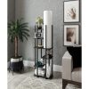 Stylish Floor Lamp with Particle Board Body, Black & White, 160 cm Height | Fabric Cap (21x21 cm) | On/Off Switch, CE Certified, E27 Socket